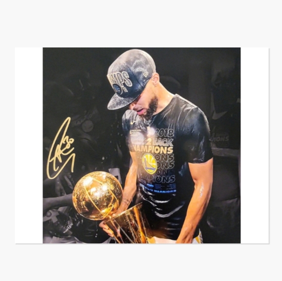 STEPHEN CURRY WARRIORS 2018 NBA FINALS TROPHYπ8.5x11 GLOSSY NBA REPRINT POSTER. - Picture 1 of 4
